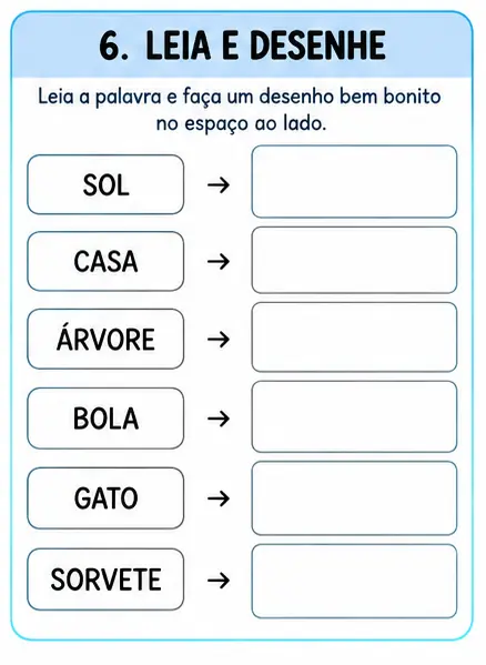Exemplo da atividade Leia e desenhe